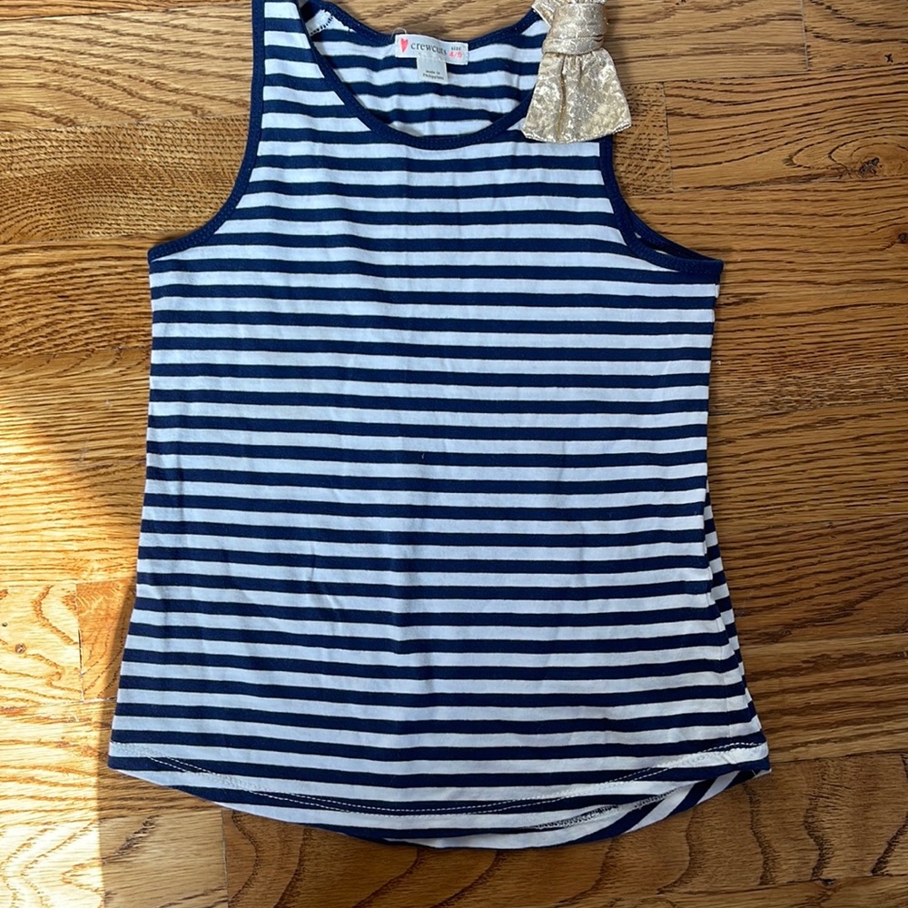 Jcrew navy stripped tank with gold bow size 4/5 like new